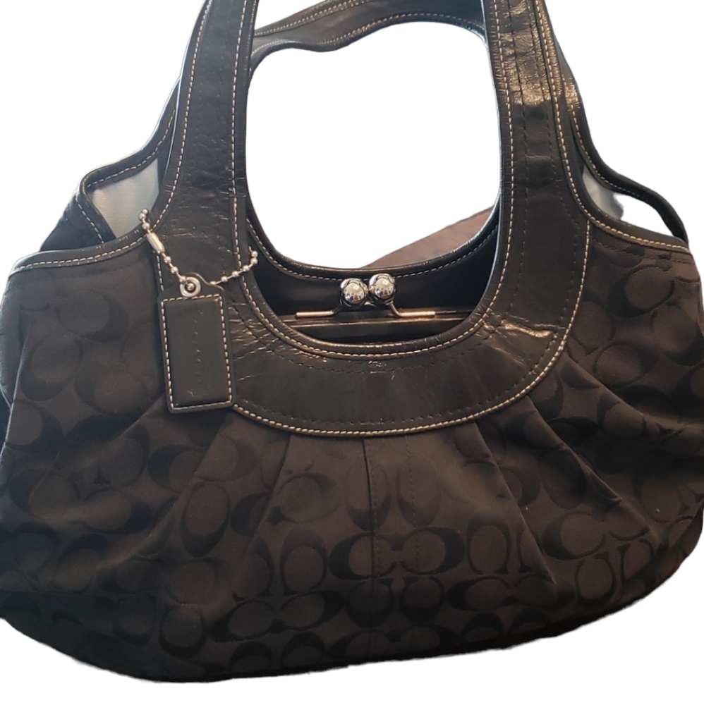 Coach ergo kiss lock hobo signature bag